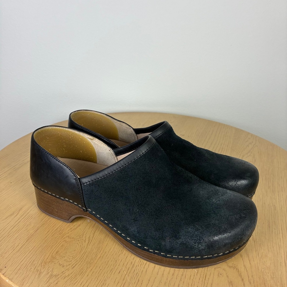Dansko Suede Leather Mixed Material Clogs Womens EU 41 US 10.5 Comfort Utility